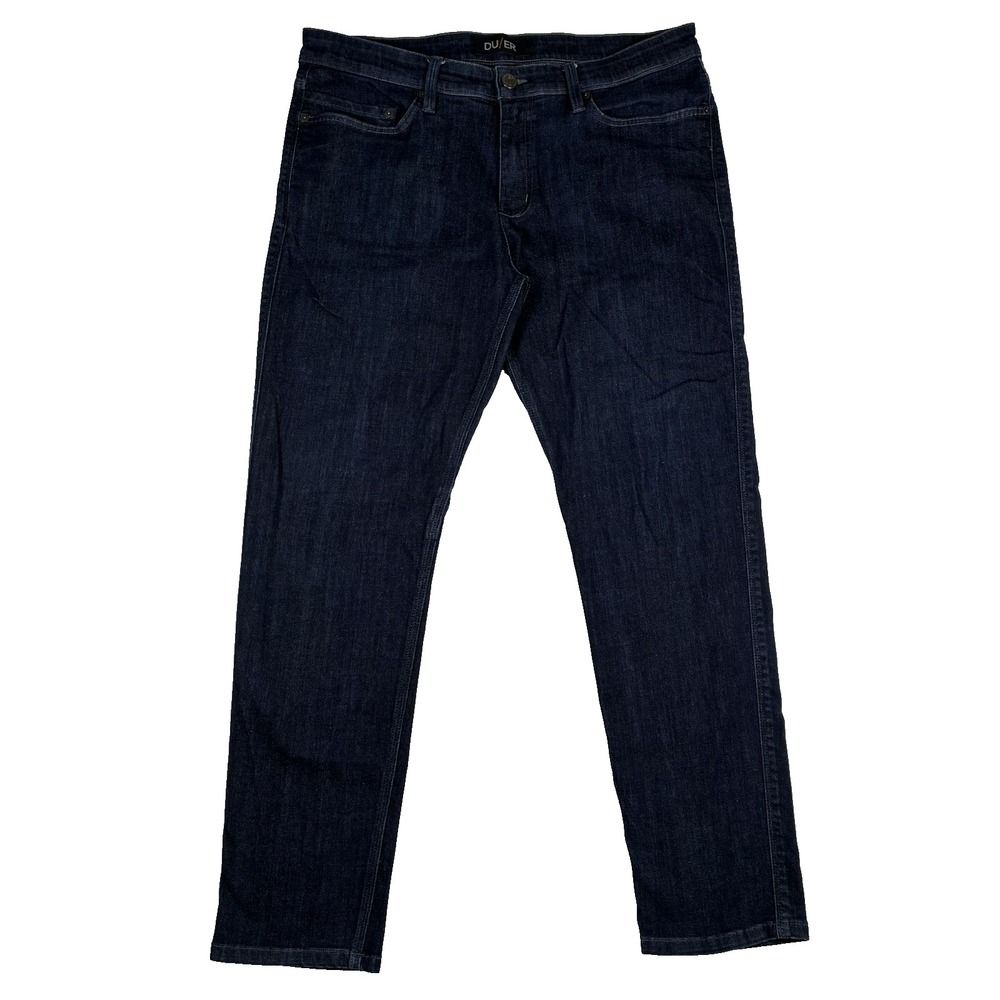 DUER Performance Denim Slim Fit Jeans 38x30 Blue Dark Wash L2X Stretch Normcore